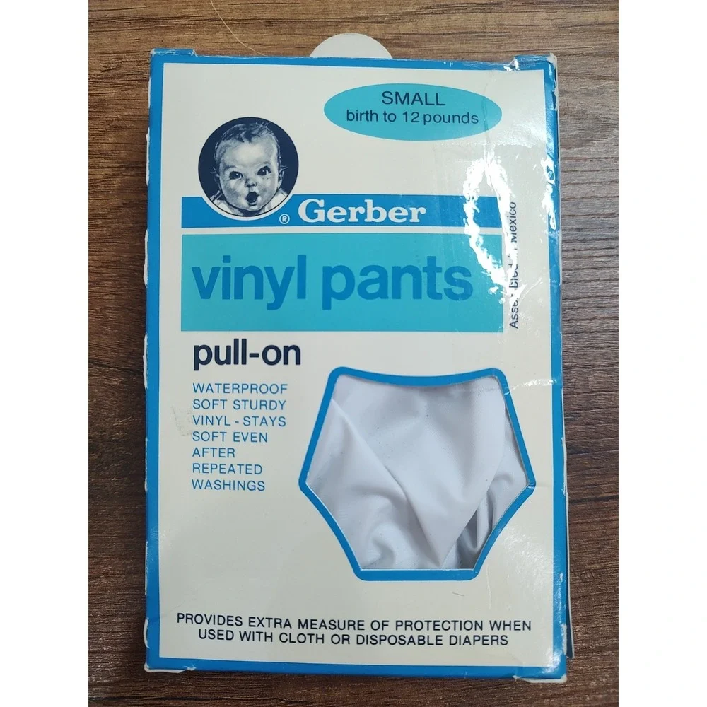 Vintage Gerber Vinyl Pants Pull on Small Baby birth - 12 lbs 1987 New In Box B12